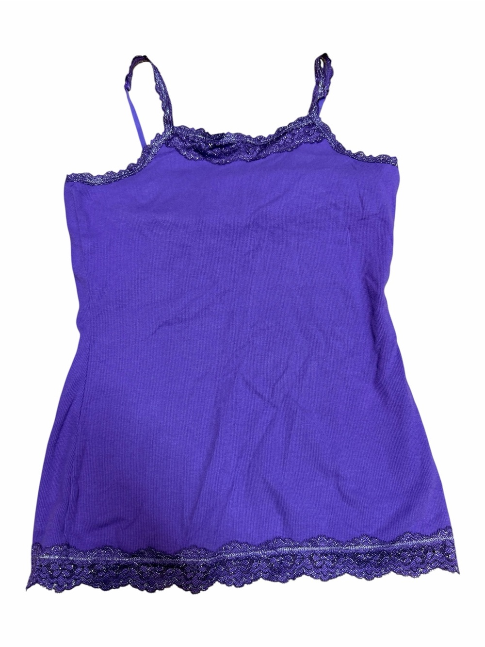 Green Soda Girls Purple Lace Trim Adjustable Strap Cami Tank XL 14-16